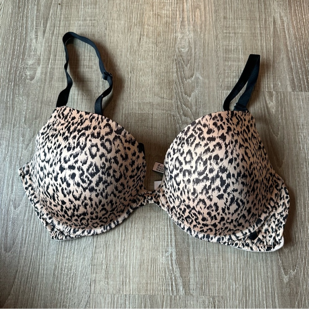 Victoria's Secret Leopard Print push up Bra with Black Straps